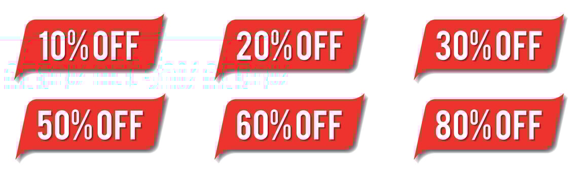 particular offer discount label with different sale percentages 10 20 30 50 60 80 promotion label illustration symbol ticket market vector