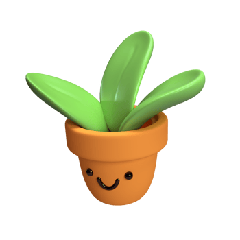 Flower, plant with green leaves in pot. Gardening concept. 3d icon render flowerpot . Cartoon minimal style png