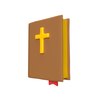 Holy Bible 3D christian icon. Book logo in firm cover. Design element. Graphic transparent background png