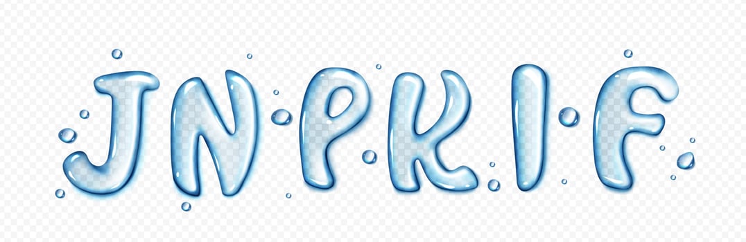 Water type font, liquid letters set vector