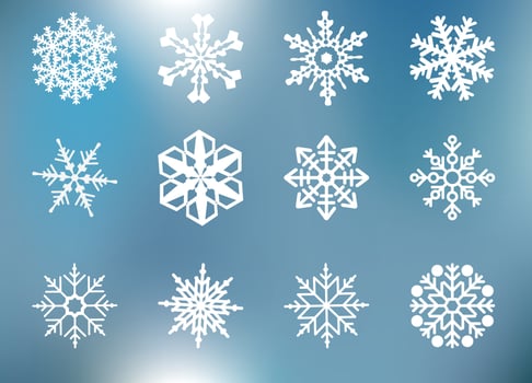 snowflakes, set of different snowflakes, vector icons