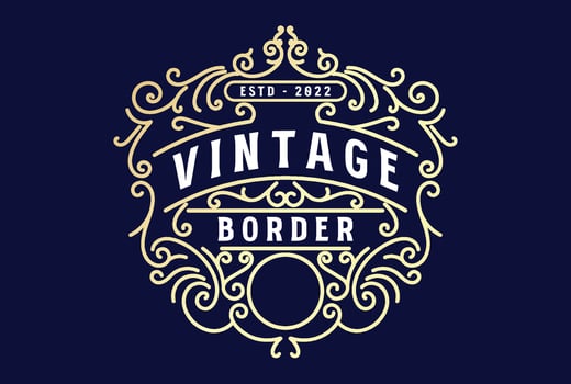 Vintage Retro Art Deco Ornament Border Frame Royal Badge Emblem Stamp Label Logo Design Vector