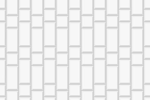 White vertical rectangle and square tile background. Ceramic or brick wall seamless pattern. Kitchen backsplash or bathroom floor seamless pattern vector