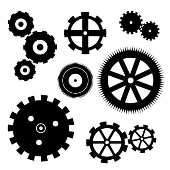 Simple Black Wheel Cog Icons vector