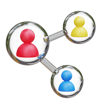 3d Networking people. People connect in the glass ball. png