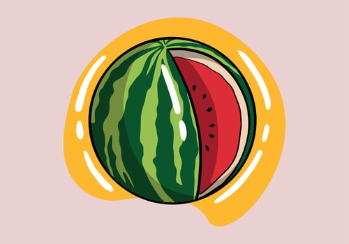 Watermelon. Green Juicy Fruit, Isolated on Background, Cut Watermelons cartoon fruits. vector