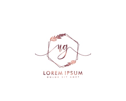 Initial letter UG Feminine logo beauty monogram and elegant logo design, handwriting logo of initial signature, wedding, fashion, floral and botanical with creative template vector