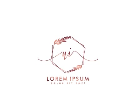 Initial letter UI Feminine logo beauty monogram and elegant logo design, handwriting logo of initial signature, wedding, fashion, floral and botanical with creative template vector