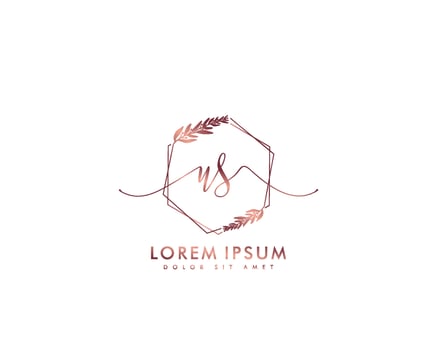 Initial letter US Feminine logo beauty monogram and elegant logo design, handwriting logo of initial signature, wedding, fashion, floral and botanical with creative template vector