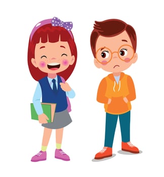 Cute little boy cartoon posing vector
