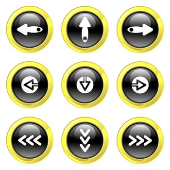 Black and Gold Glossy Arrow Buttons vector