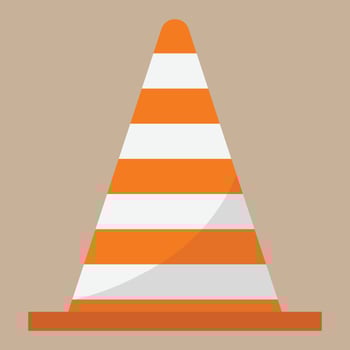 Traffic cone, equipment for safety, road. Orange obstacle. Made in cartoon flat style. Vector illustration