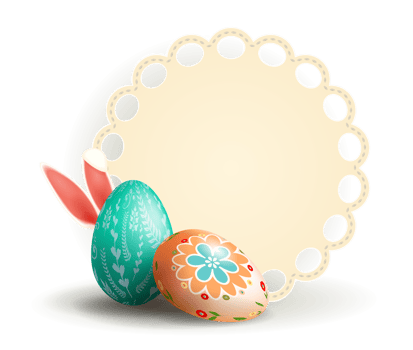 Easter  composition with a round frame,. png