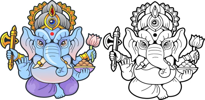 indian elephant god ganesha, illustration design vector