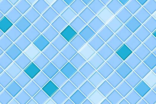 Blue square tile seamless pattern. Swimming pool floor background. Bathroom or toilet ceramic wall texture. Interior or exterior mosaic layout vector