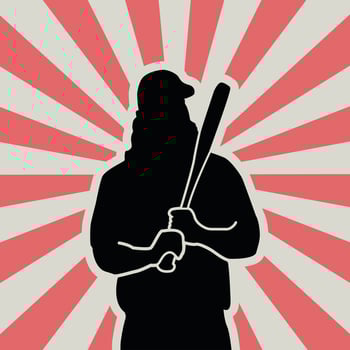 Silhouette baseball player with hat vector