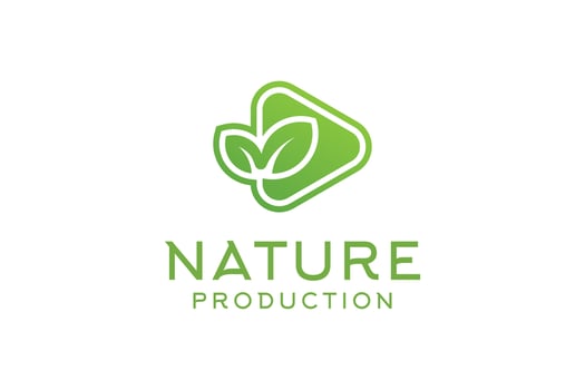 Nature production green logo video play vector