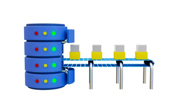 3d minimal database connection. data storing concept. file backup. Documents are being stored in the database. 3d rendering illustration. png
