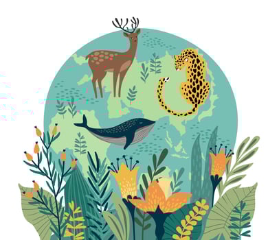 Vector illustration for Earth Day and other environmental concept. Isolated design for card, poster, banner, flyer and other.
