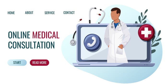Landing page. Online medicine service or online consultation. Online healthcare concept. Vector illustration.