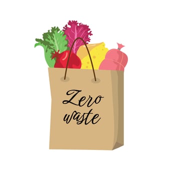 Reusable grocery eco bag with vegetables on white background Zero Waste Say no to plastic .Vector vector