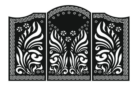 Black patterns with white background, Islamic vectors with floral panels for CNC laser cutting