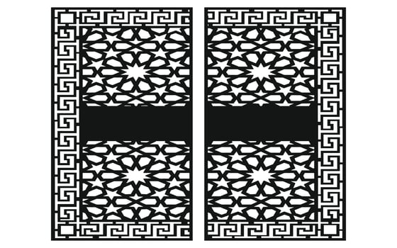 Black patterns with white background, Islamic vectors with floral panels for CNC laser cutting