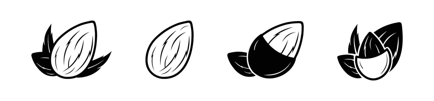 Almond icon.  bean vector illustration on isolated background. Nut business concept.