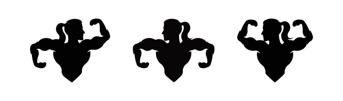 GYM logo vector icon illustration,Fitness club logo with exercising athletic man and woman  vector illustration.