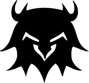 black and white of evil monster icon vector