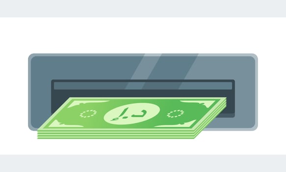 Withdraw United Arab Emirates Dirham Money from ATM Illustration vector