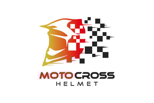 Motocross helmet logo design with creative abstract concept vector