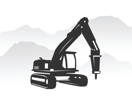 Excavator logo template vector. Heavy equipment logo vector for construction company. Creative excavator illustration for logo template.
