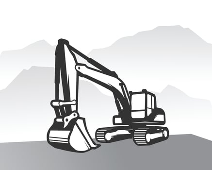 Excavator logo template vector. Heavy equipment logo vector for construction company. Creative excavator illustration for logo template.