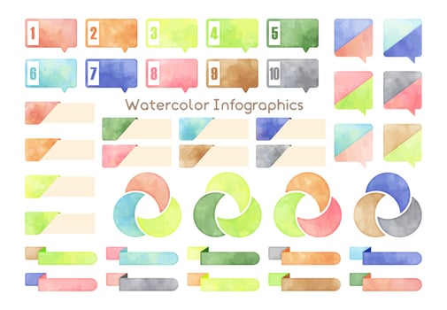 watercolor colorful infographic elements set vector