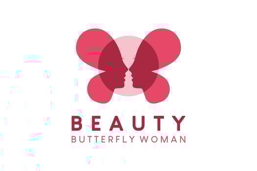Woman face butterfly vector illustration logo design for beauty logo
