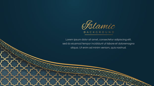Arabic Islamic Elegant Blue Golden Luxury Frame Ornament Pattern Background vector