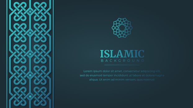 Islamic Arabic Ornament Pattern Borders Frame Blue Background with Copy Space vector