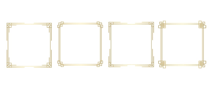 Set of luxury geometric golden frame vector. Gradient gold art deco, antique, vintage style, oriental decorative border line pattern. Elegant design illustration for card, decoration, poster, banner. vector