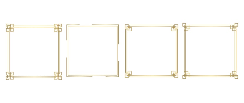 Set of luxury geometric golden frame vector. Gradient gold art deco, antique, vintage style, oriental decorative border line pattern. Elegant design illustration for card, decoration, poster, banner. vector