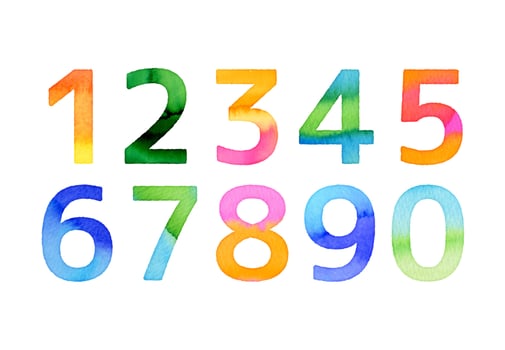 watercolor vector colorful numbers
