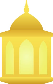 Gradient icon of golden islamic lantern for ornament ramadan design. Shiny lantern graphic resource for ramadan greeting decoration design element in muslim culture and islam religion vector
