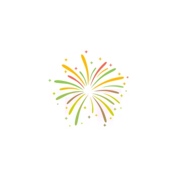 A colorful fireworks icon with a white background vector