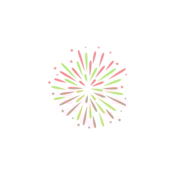 A colorful fireworks icon with a white background vector