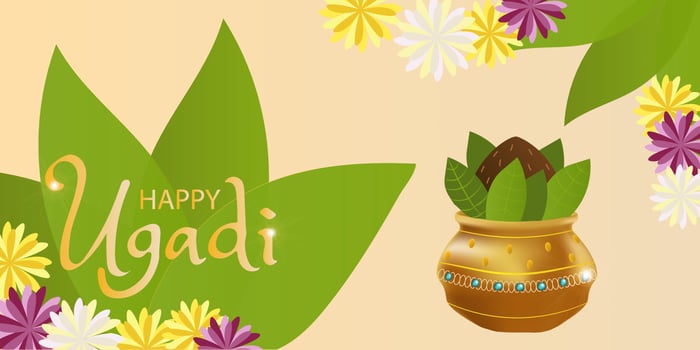 Happy Ugadi with traditional for India, New Year Festival Ugadi vector