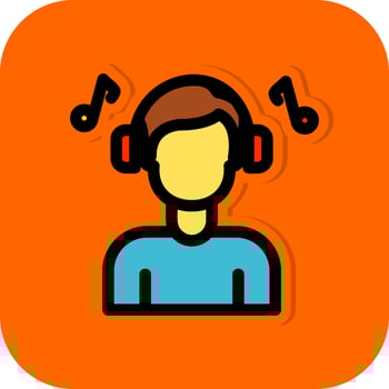 Listening Music Vector Icon Design