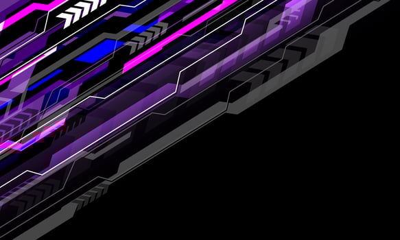 Abstract black grey purple line cyber futuristic technology geometric arrow dynamic with blank space creative design modern futuristic background vector
