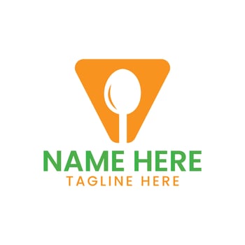 Letter V Restaurant Logo Concept With Spoon Icon. Cafe Sign Vector Template