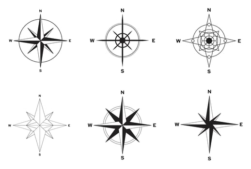 Icon Compass on the white background pack. Creative vector illustration of isolated on Art design for global travel, tourism, exploration. Concept graphic wind nautical navigation design compasses