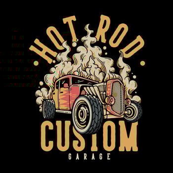 T Shirt Design Hot Rod Custom Garage With Hot Rod Car Vintage Illustration vector